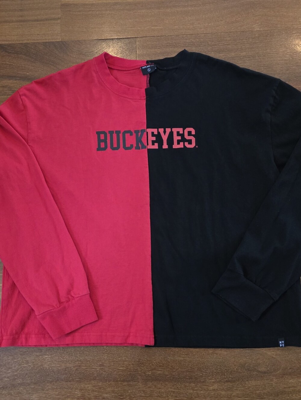 Ohio State Buckeyes Hype And Vice Shirt Womens L Red Black Long Sleeve
